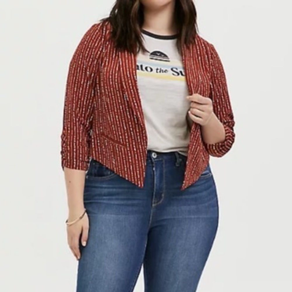 Torrid Printed Open Front Crop Blazer Size 3x - image 1
